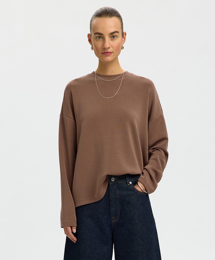 Dames longsleeve bruin