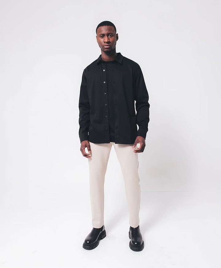 Heren overhemd lange mouw zwart