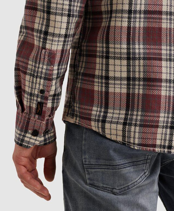 Heren overhemd lange mouw bordeaux