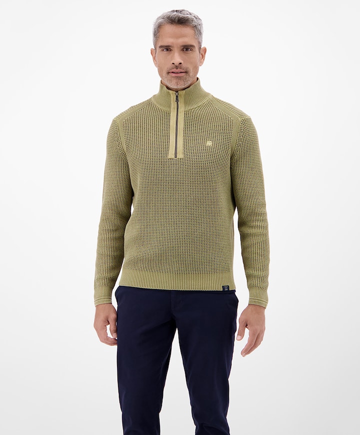 Heren trui met rits groen