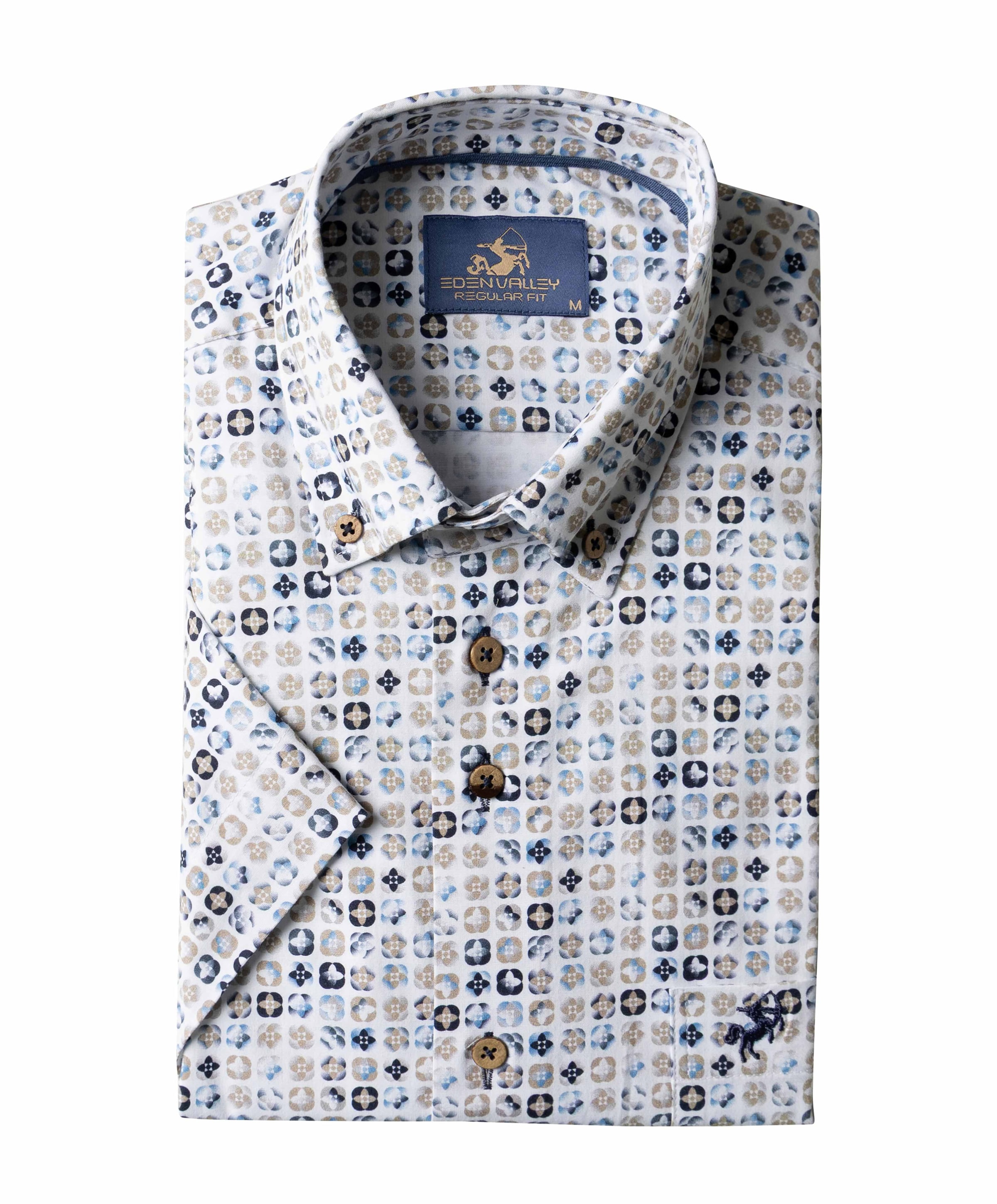 Heren overhemd korte mouw ecru