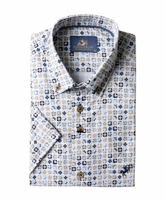 Heren overhemd korte mouw ecru