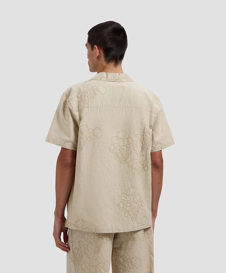 Heren overhemd korte mouw beige