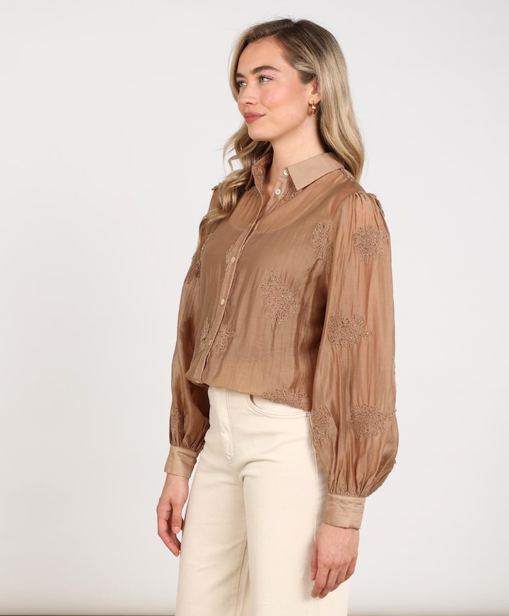 Dames blouse beige