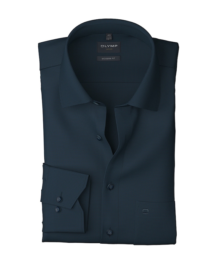 Heren overhemd lange mouw blauw