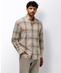 Heren overhemd lange mouw beige