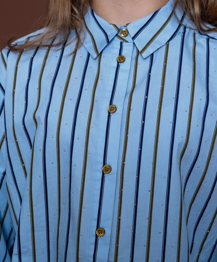 Meisjes blouse lange mouw blauw