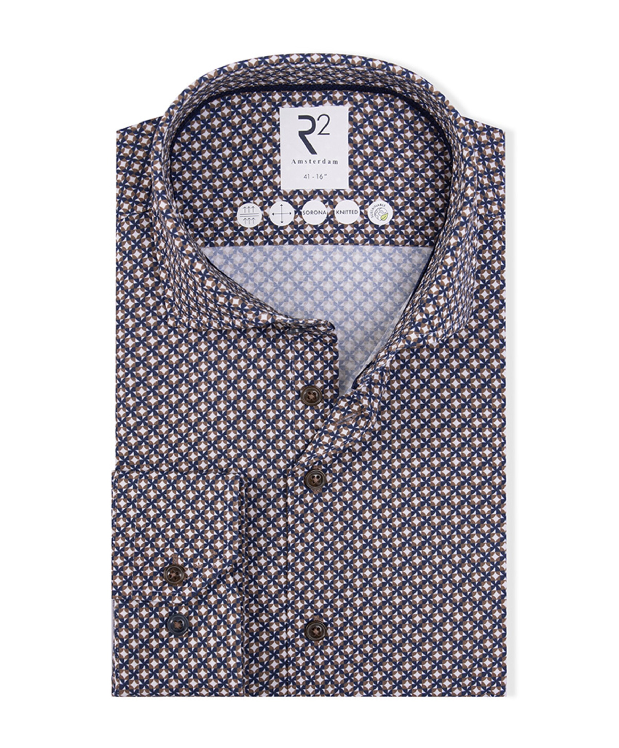 Overhemd extra lange mouw bruin