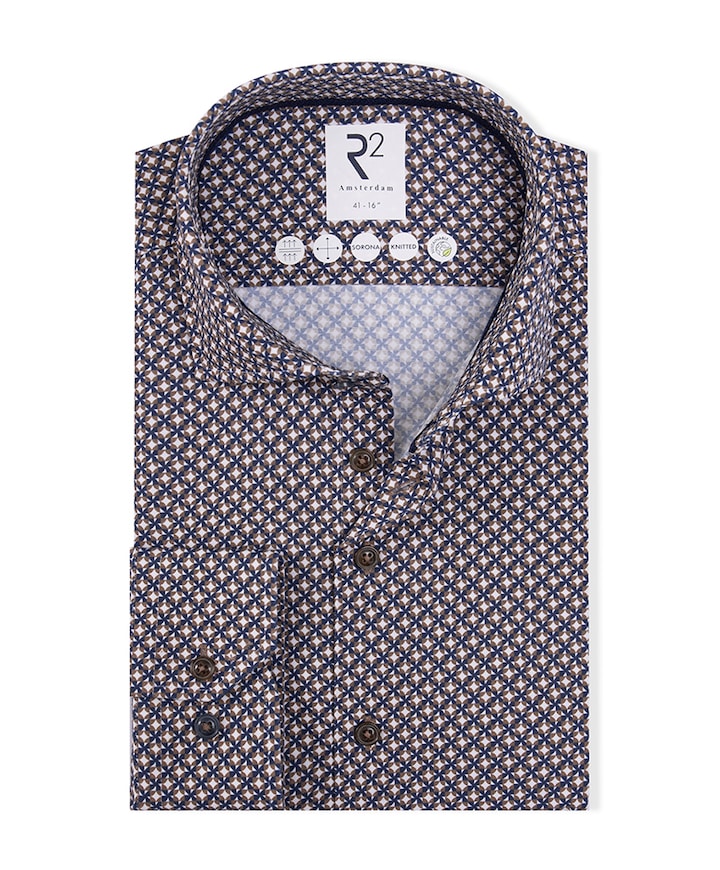 Overhemd extra lange mouw bruin