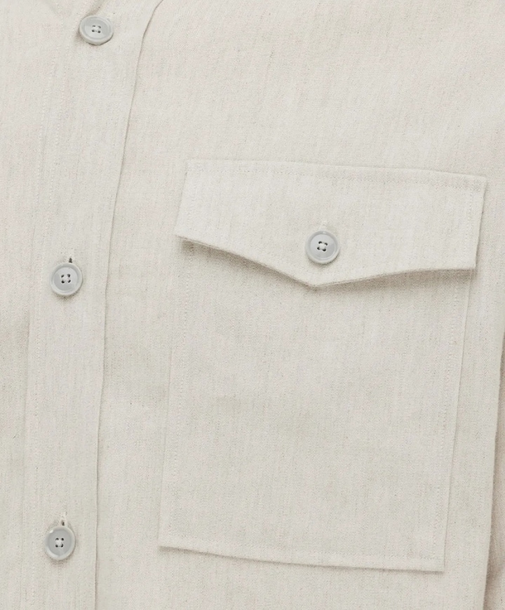 Heren overhemd lange mouw beige