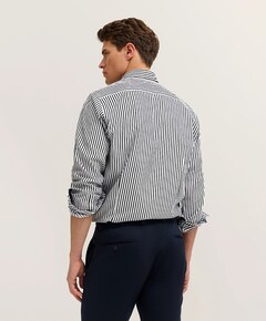 Heren overhemd lange mouw blauw