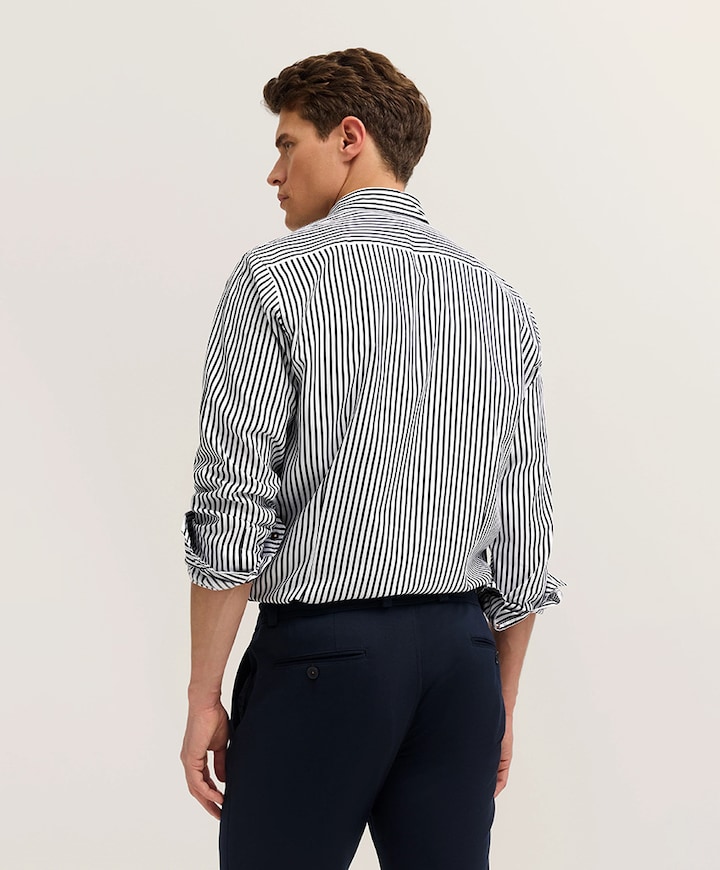 Heren overhemd lange mouw blauw