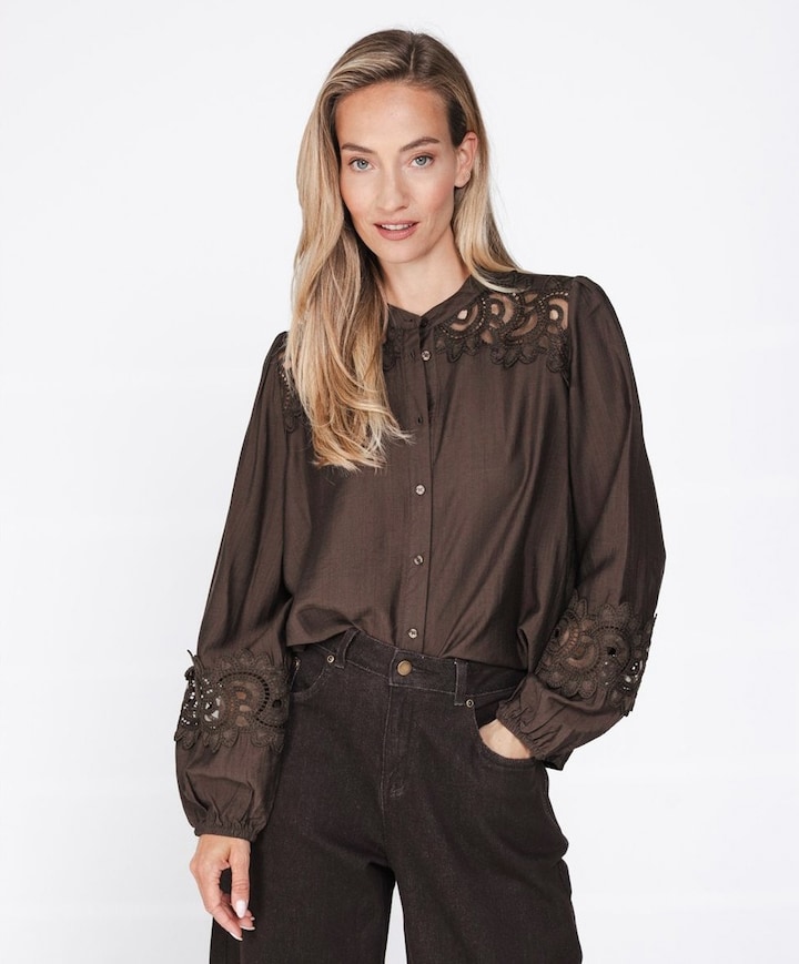 Dames blouse bruin