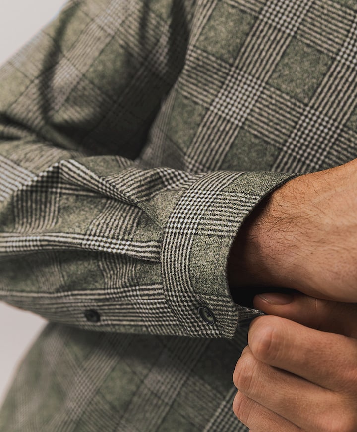 Heren overhemd lange mouw bruin