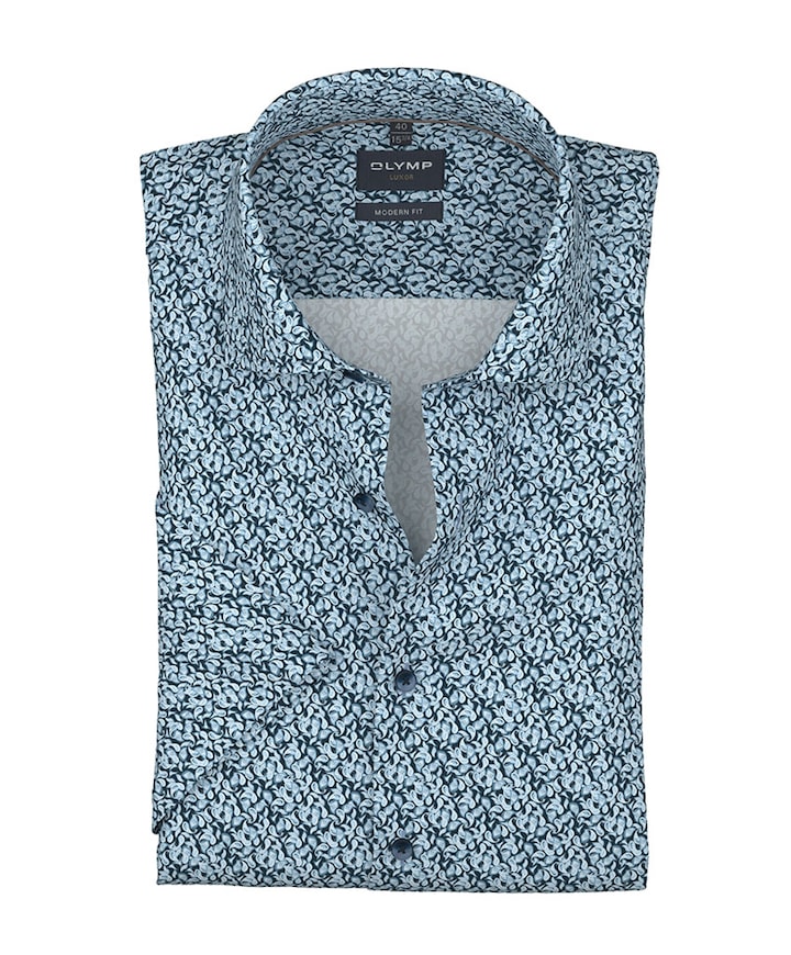 Heren overhemd korte mouw blauw