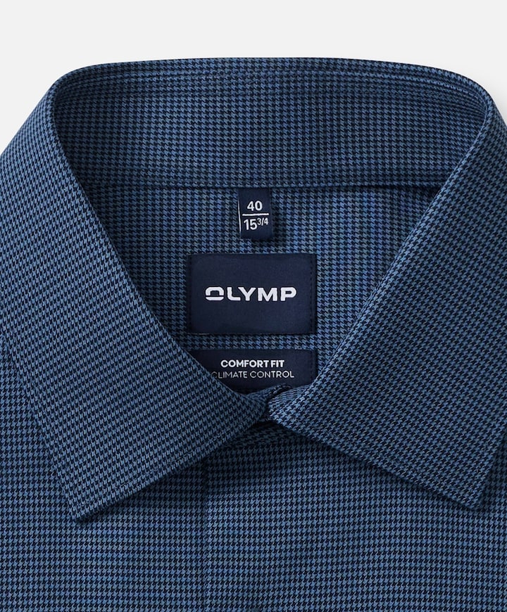 Heren overhemd lange mouw blauw