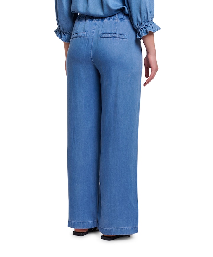 Regular length wide leg dames broek blauw
