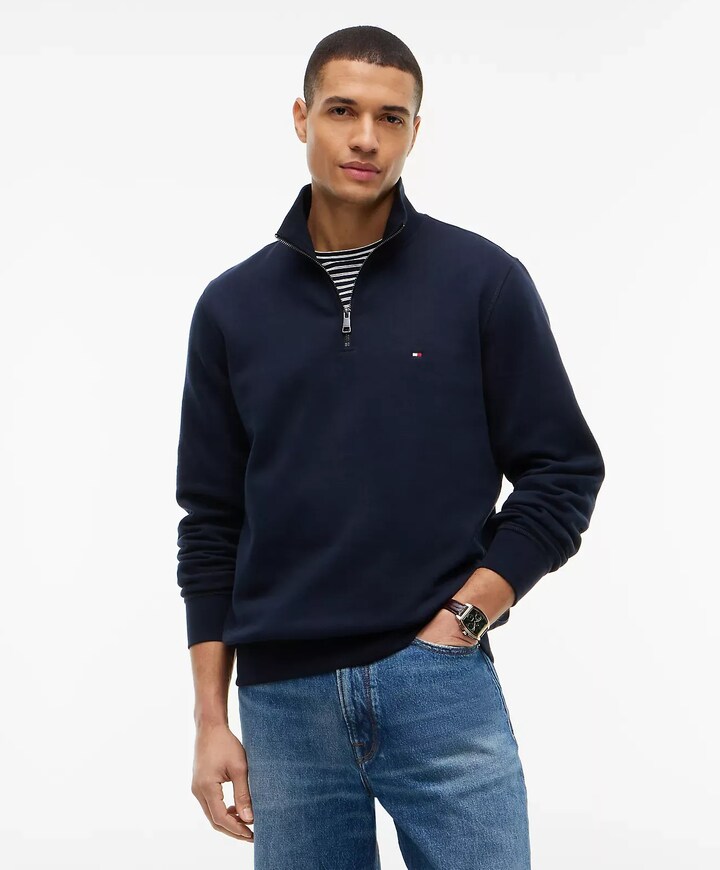 Heren trui met rits blauw
