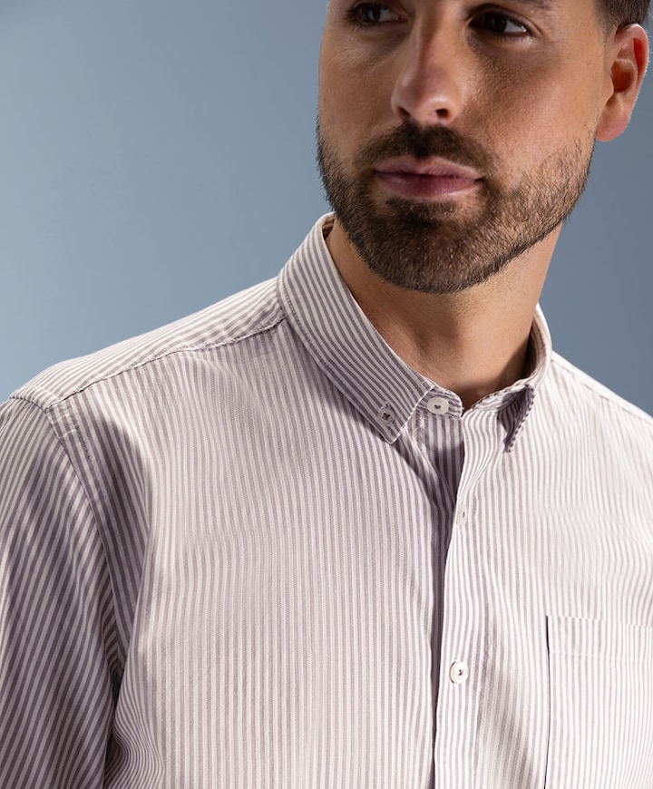 Heren overhemd lange mouw paars