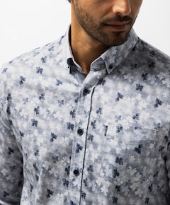 Heren overhemd lange mouw blauw