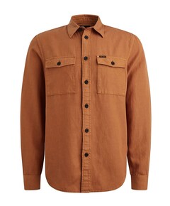 Heren overhemd lange mouw bruin