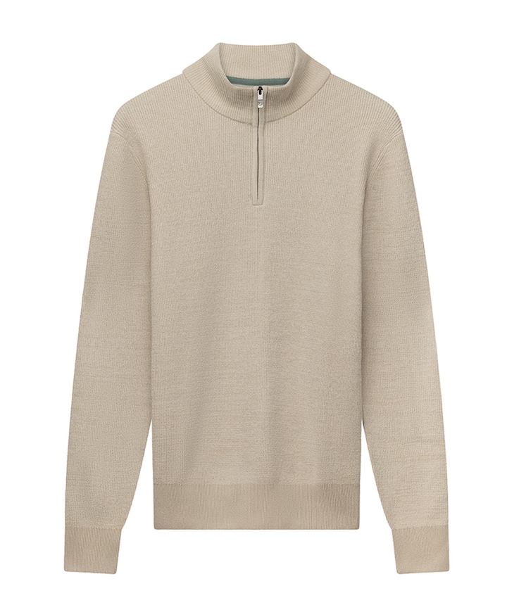 Heren trui met rits beige