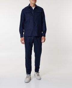 Blended wool drawstring with Shark fin pantalon blauw