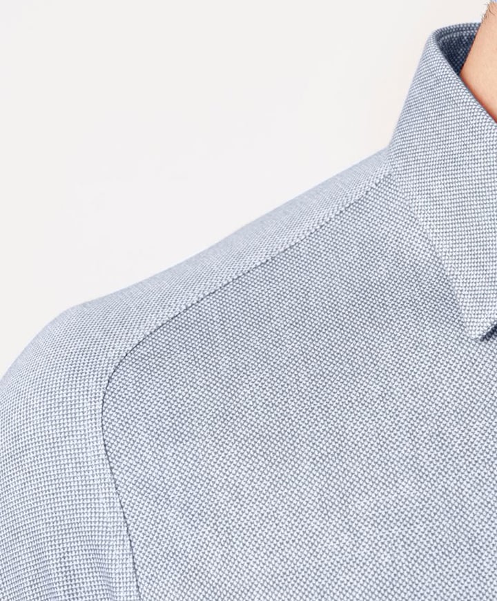 Heren overhemd korte mouw blauw