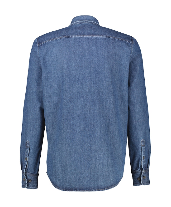 Heren overhemd lange mouw blauw