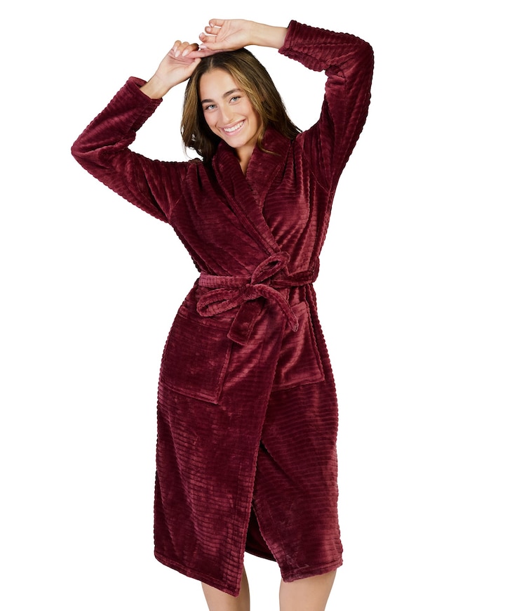 Dames ochtendjas bordeaux