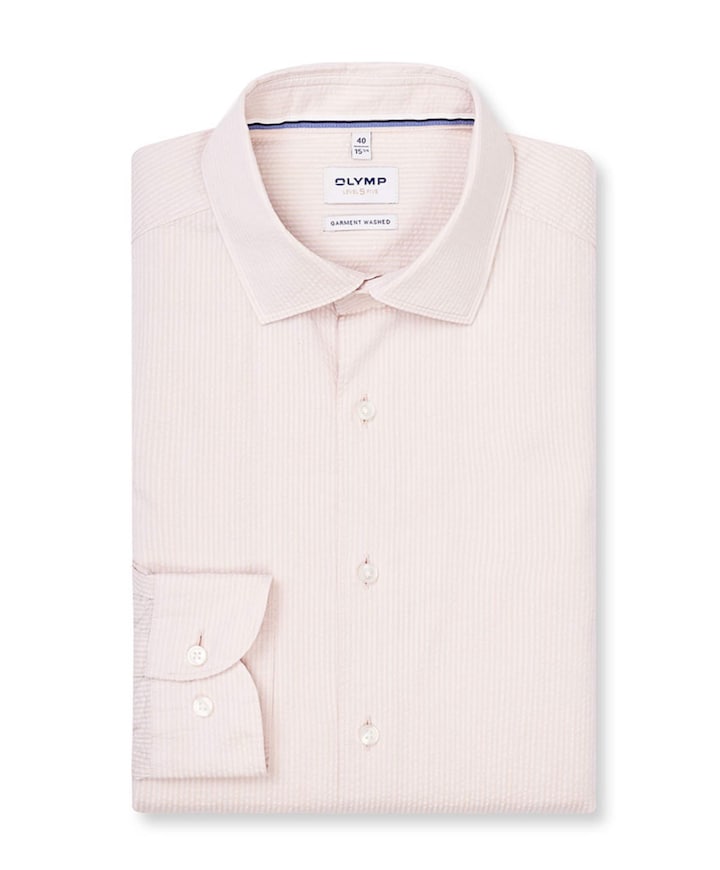 Heren overhemd lange mouw beige