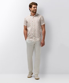 Heren overhemd korte mouw beige