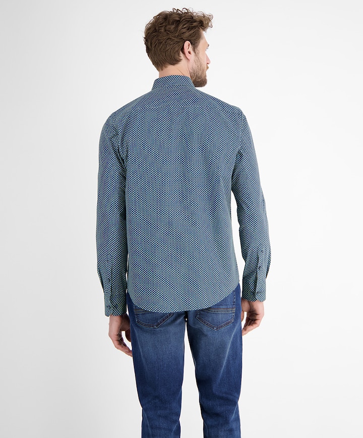 Heren overhemd lange mouw blauw