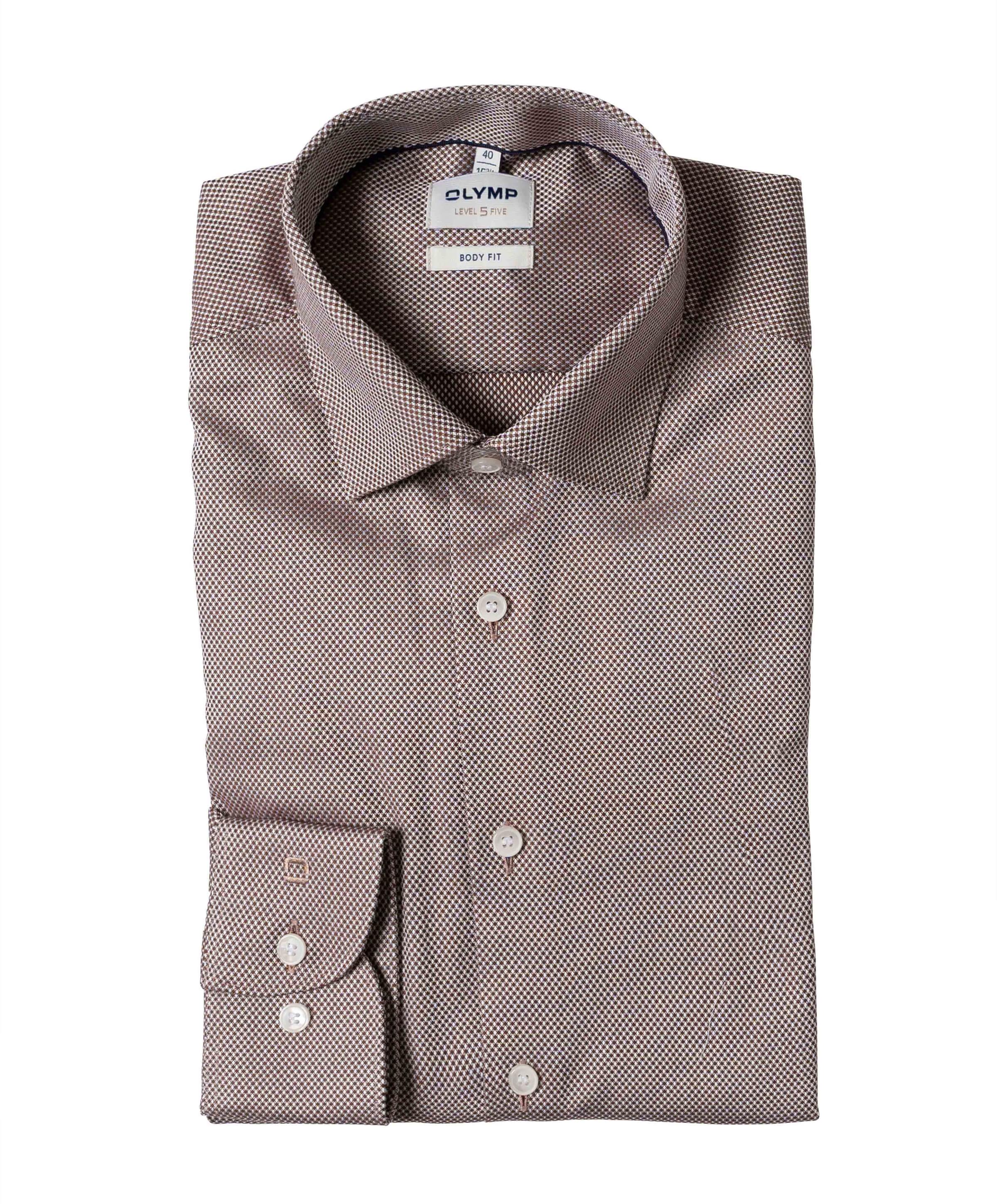 Overhemd lange mouw bruin