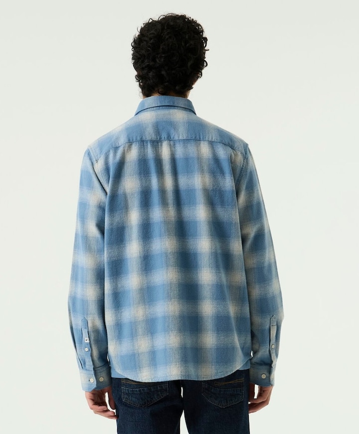 Heren overhemd lange mouw blauw