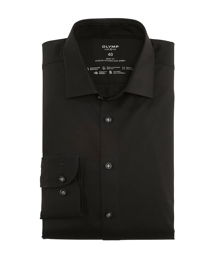 Heren overhemd lange mouw zwart