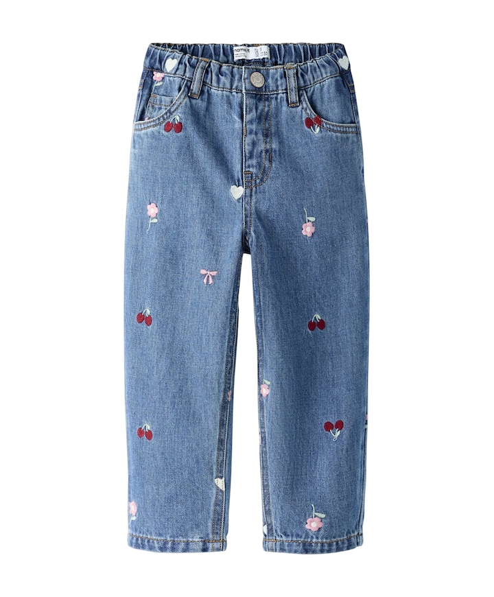 NMFBELLA BARREL EMB JEANS 4870-OV L meisjes jeans blauw