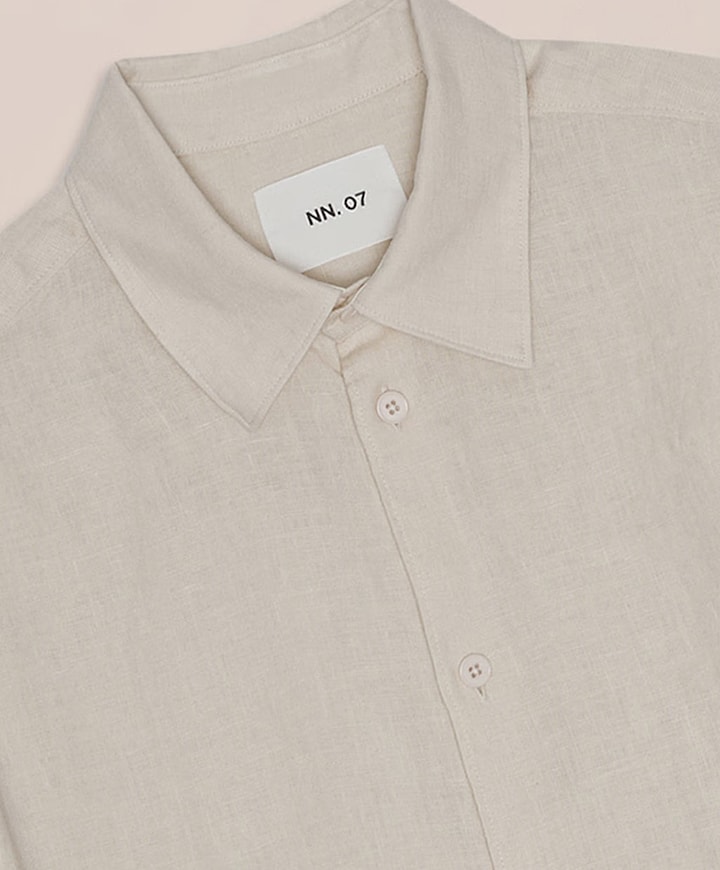 Heren overhemd lange mouw beige