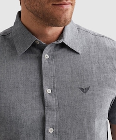 Heren overhemd korte mouw blauw