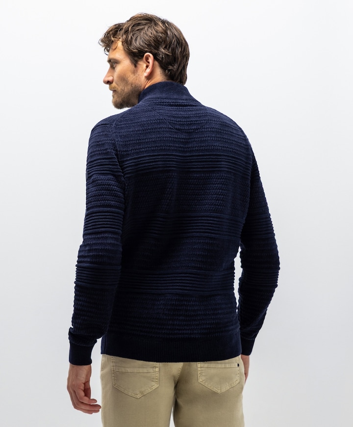 Heren trui met rits blauw