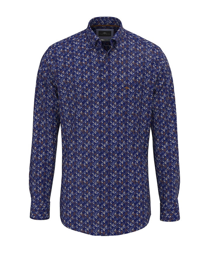 Heren overhemd lange mouw blauw