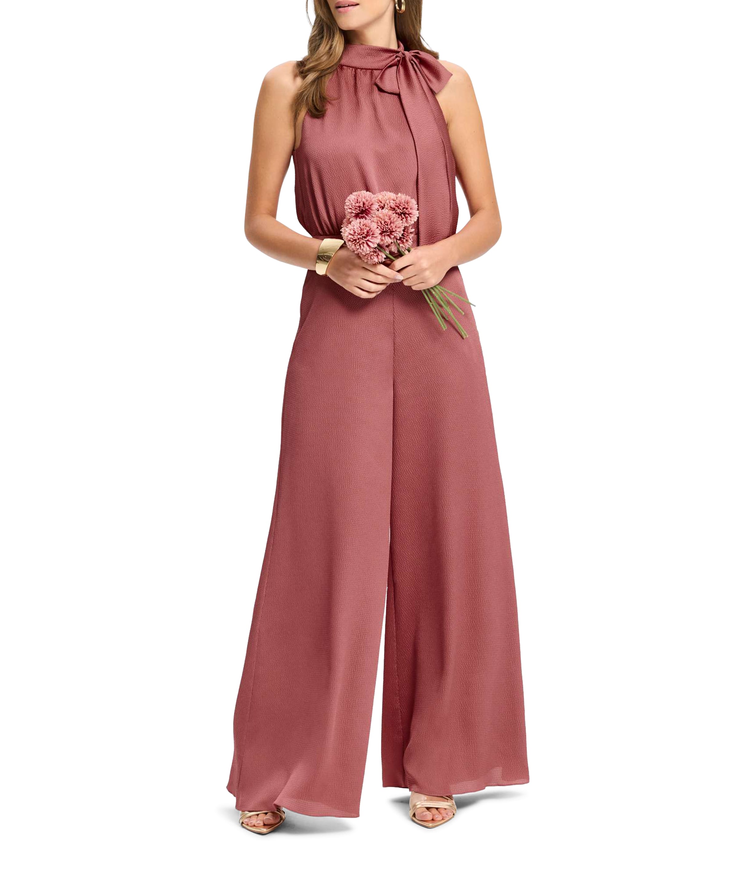 Jumpsuit mit Schluppe aus geh?mmert dames jumpsuit roze