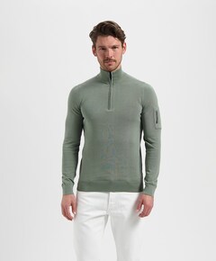 Heren trui met rits groen