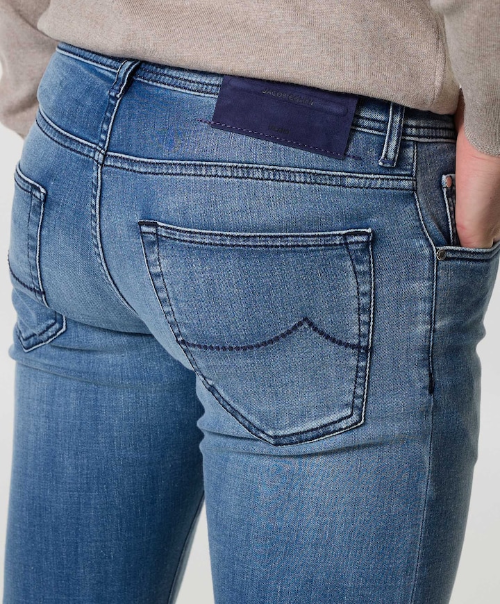 Nick Slim 5 Pocket heren jeans blauw