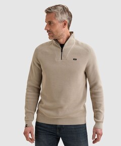 Heren trui met rits beige
