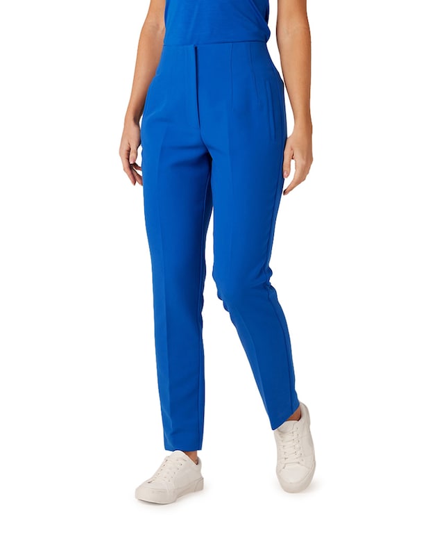 wq440 woven high waisted ankle pants broek blauw