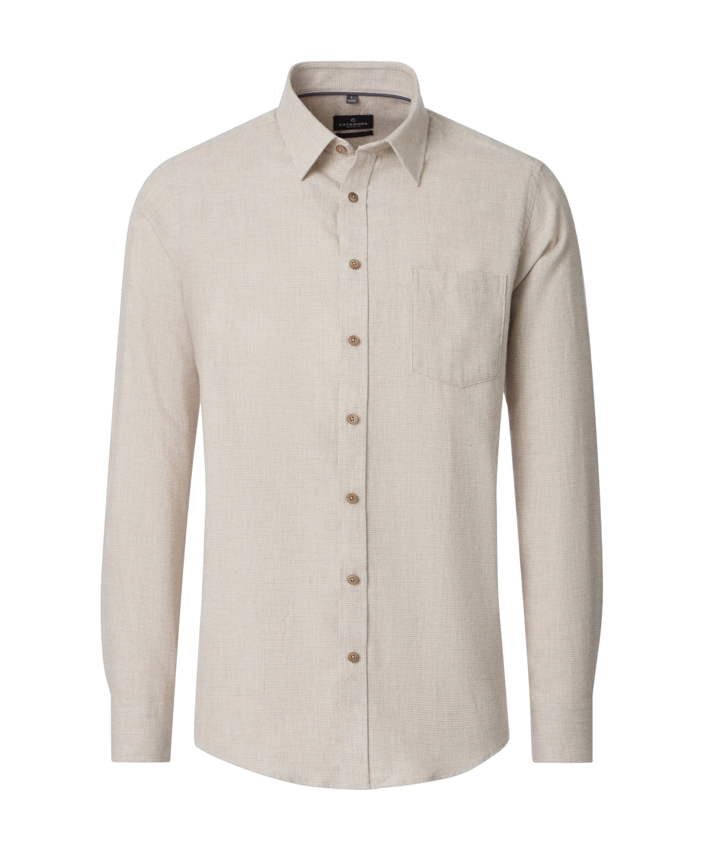 Heren overhemd lange mouw beige