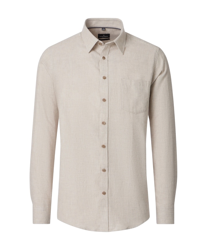Heren overhemd lange mouw beige