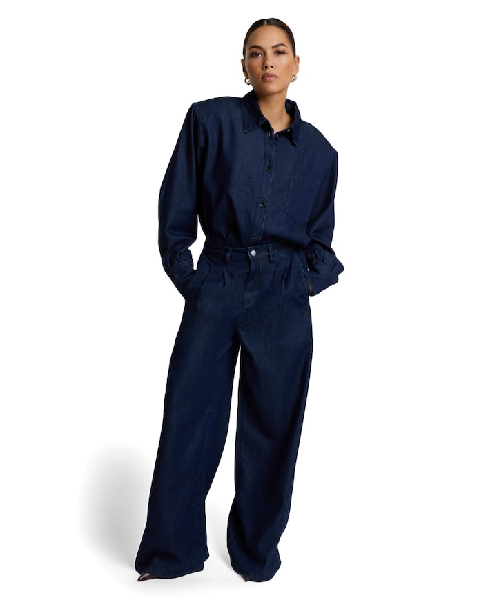 WIDE LEG DENIM dames jeans blauw