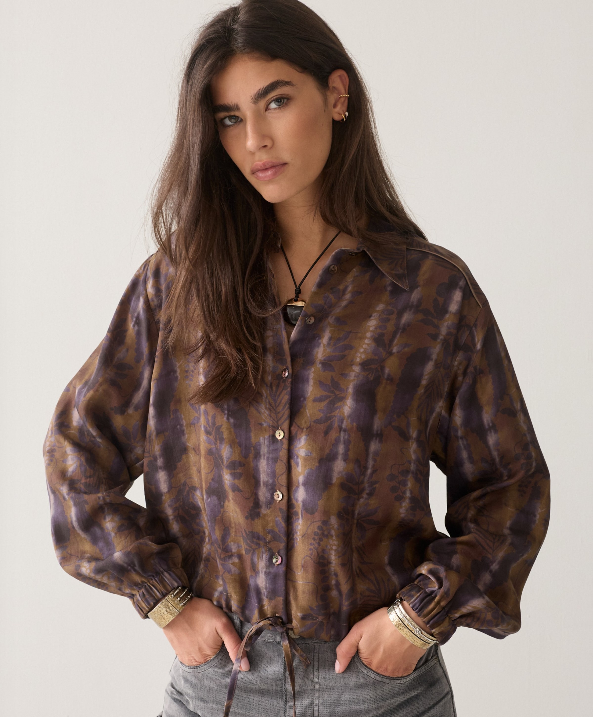 Dames blouse bruin